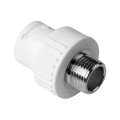 Муфта PP-R комбинированная AQUALINK Дн20x1/2″ Ру25 белая наружная резьба