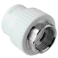 Муфта PP-R комбинированная AQUALINK переходная/комбинированная Дн32x20 Ру25 под ключ белая внутренняя резьба