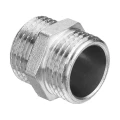 Ниппель латунный AQUALINK 1/2″ Ду15 Ру35 равнопроходной, наружная резьба, никелированный