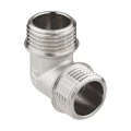 Уголок латунный AQUALINK Дн15 1/2″x1/2″ Ру35 никелированный, НР-НР