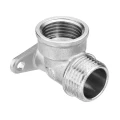 Уголок латунный AQUALINK Дн15 1/2’’x1/2’’ Ру35 никелированный, с настенным креплением, ВР-НР