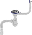 B0139 Сифон для мойки 3 1/2 дюйм x 40 с круглым переливом с гибкой трубой 40х40/50 белый