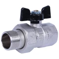 Кран шаровой BUGATTI Arizona Ду20 3/4″ Ду20 Ру25 с полусгоном, полнопроходной, двухходовой, латунь CW617N, уплотнение - PTFE, внутренняя резьба / наружная резьба, ручка-бабочка
