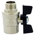 Кран шаровой BUGATTI Oregon 307 1/2″ Ду15 Ру64 полнопроходной, двухходовой, латунь CW617N, уплотнение - PTFE G400, внутренняя резьба / наружная резьба, ручка-бабочка