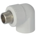 Угольник PP-R комбинированный Китай Дн25х1/2″ 90° наружная резьба белый