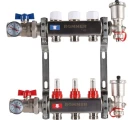 Коллектор стальной ROMMER RMS-1210 в сборе с расходомерами, 3 выхода