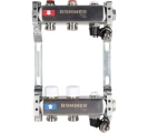 Коллектор стальной ROMMER RMS-3201 в сборе без расходомеров, с клапаном выпуска воздуха и сливом, 2 выхода