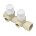 Коллектор Ekoplastik PP-R Дн32x20 Py10, двойной с термостатическими вентилями, полипропиленовый, под приварку, белый