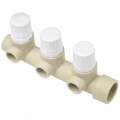 Коллектор Ekoplastik PP-R Дн32x20 Py10, тройной с термостатическими вентилями, полипропиленовый, под приварку, белый