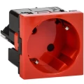 Розетка Daccord 45х45 4525059 45° с заземляющим контактом, c защитной шторкой, с безвинтовым зажимом (2 модуля), цвет - красный