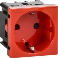 Розетка Daccord 45х45 4525047 с заземляющим контактом, c защитной шторкой, с винтовым зажимом (2 модуля), цвет - красный