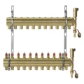 Коллекторная группа Danfoss 088U 1″ Ду25 Ру10, 11 выходов НР под евроконус FHF-set, корпус - латунь