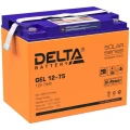 Аккумуляторная батарея Delta GEL 12-75 260х168х219мм, напряжение - 12В, емкость - 75Ач, тип клеммы - под болт M6
