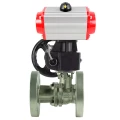 Кран шаровой DN.ru BV3232P(2pc)-FP-F-ISO-H Ду25 Ру40 полнопроходной двухходовой, нержавеющая сталь 316, фланцевый, уплотнение - PTFE, с пневмоприводом PA-DA-065 и ручным дублером MON1-250-T26-ISO