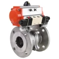 Кран шаровой DN.ru BV3232P(2pc)-FP-F-ISO-H Ду125 Ру16 полнопроходной, фланцевый, нержавеющая сталь SS316, уплотнение - PTFE, с пневмоприводом PA-DA-140 двойного действия и пневмораспределителем 4V320-08 220В