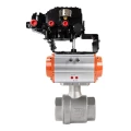 Кран шаровой DN.ru BV3232P(2pc)-FP-T-ISO-H Ду80 Ру40 полнопроходной, внутренняя резьба, нержавеющая сталь 316, уплотнение - PTFE, с пневмоприводом PA-DA-083, электропневматическим поворотным позиционером YT-1000RSN без обратной связи