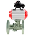 Кран шаровой DN.ru BV3232P(2pc)-FP-F-ISO-H Ду100 Ру16 полнопроходной фланцевый, корпус - нержавеющая сталь AISI 316, уплотнение - PTFE, с пневмоприводом DN.ru PA-DA-105 и БКВ APL-210N