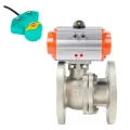 Кран шаровой DN.ru BV3232P(2pc)-FP-F-ISO-H Ду15 Ру40 полнопроходной, фланцевый, корпус - нержавеющая сталь 316, уплотнение - PTFE, с пневмоприводом PA-DA-052 и магнитным переключателем ALS200D