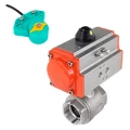 Кран шаровой DN.ru BV3232P(2pc)-FP-T-ISO-H Ду15 Ру63 полнопроходной, внутренняя резьба, корпус - нержавеющая сталь 316, уплотнение - PTFE, с пневмоприводом PA-DA-052 и магнитным переключателем ALS200D