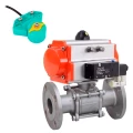 Кран шаровой DN.ru BV3232P(3pc)-FP-F-ISO-H Ду65 Ру25 фланцевый, полнопроходной, трехсоставной, корпус - нержавеющая сталь 316, уплотнение - PTFE, с пневмоприводом PA-DA-083, пневмораспределителем 4М310-08 220В и магнитным переключателем ALS200D