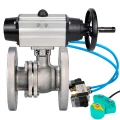 Кран шаровой DN.ru BV3232P(2pc)-FP-F-ISO-H WDVF Ду80 Ру16 полнопроходной, фланцевый, корпус - нержавеющая сталь 316, уплотнение - PTFE, с пневмоприводом PA-DA-105-1, пневмораспределителем 4V320-08 220В и магнитным переключателем ALS200D