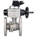 Кран шаровой DN.ru BV3232P(2pc)-FP-F-ISO-H WDVF Ду100 Ру16 полнопроходной, фланцевый, корпус - нержавеющая сталь 316, уплотнение - PTFE, с пневмоприводом PA-DA-105-1 и электропневматическим поворотным позиционером YT-1000RSN с обратной связью