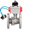 Кран шаровой DN.ru BV3232P(2pc)-FP-F-ISO-H WDVF Ду200 Ру16 полнопроходной, фланцевый, корпус - нержавеющая сталь 316, уплотнение - PTFE, с пневмоприводом PA-DA-160, пневмораспределителем 4V320-08 220В и БКВ APL-410N EX