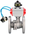 Кран шаровой DN.ru BV3232P(2pc)-FP-F-ISO-H WDVF Ду200 Ру16 полнопроходной, фланцевый, корпус - нержавеющая сталь 316, уплотнение - PTFE, с пневмоприводом PA-DA-160, пневмораспределителем 4V320-08 220В и БКВ APL-510N EX
