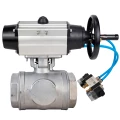 Кран шаровой DN.ru BV3232P(4pc)-SP-3WL-T-ISO-H WDVF Ду65 Ру40 стандартнопроходной, 3-ходовой L-тип, внутренняя резьба, корпус - нержавеющая сталь AISI 316, уплотнение - PTFE, с пневмоприводом PA-DA-105-1 и пневмораспределителем 4V320-08 220В
