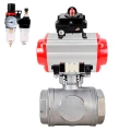 Кран шаровой DN.ru BV3232P(4pc)-SP-3WT-T-ISO-H WDVF Ду25 Ру63 стандартнопроходной, 3-ходовой Т-тип, внутренняя резьба, нержавеющая сталь AISI 316, PTFE, с пневмоприводом PA-DA-065, пневмораспределителем 4V320-10 220В NAMUR, БКВ APL-410N EX и БПВ AFC2000