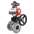 Кран шаровой DN.ru BV3232P(2pc)-FP-F-ISO-H Ду25 Ру40, фланцевый, полнопроходной, двухсоставной, нержавеющая сталь SS316, уплотнение - PTFE, с пневмоприводом PA-DA-065, с пневмораспределителем 4V320-10 220В, БКВ APL-210N, ручным дублером MON1-250-T26-ISO