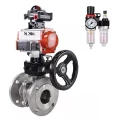 Кран шаровой DN.ru BV3232P(2pc)-FP-F-ISO-H Ду15 Ру40, фланцевый, полнопроходной, нержавеющая сталь SS316, уплотнение - PTFE, с пневмоприводом PA-DA-052, пневмораспределителем 4V320-08 220В, БКВ APL-410N Ex, ручным дублером MON1-250-T26-ISO, БПВ AFC2000