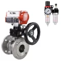 Кран шаровой DN.ru BV3232P(2pc)-FP-F-ISO-H Ду40 Ру40, фланцевый, полнопроходной, двухсоставной, нержавеющая сталь SS316, уплотнение - PTFE, с пневмоприводом PA-DA-065, с пневмораспределителем 4V320-08 220В, ручным дублером MON1-250-T26-ISO, БПВ AFC2000