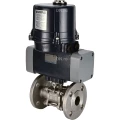 Кран шаровой DN.ru BV3232P(3pc)-FP-F-ISO-H Ду65 Ру40 фланцевый с ISO-фланцем, корпус - нержавеющая сталь 316, полнопроходной, уплотнение - PTFE, с электроприводом четвертьоборотным DN.ru QTSA-N-007EM-O0-220VAC с пружинным возвратом