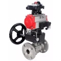 Кран шаровой DN.ru BV3232P(3pc)-FP-F-ISO-H Ду65 Ру40 фланцевый, корпус - нержавеющая сталь 316, полнопроходной, уплотнение - PTFE, с пневмоприводом PA-DA-083, пневмораспределителем 4М310-08 220В, БКВ APL-410N Ex, ручным дублером MON2-450-T28-ISO