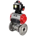 Кран шаровой DN.ru BV3232P(3pc)-FP-F-ISO-H Ду65 Ру40 фланцевый с ISO-фланцем, корпус - нержавеющая сталь 316, полнопроходной, уплотнение - PTFE, с пневмоприводом PA-SA-105, пневмораспределителем 4М310-08 24В, БКВ APL-510N Ex