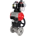 Кран шаровой DN.ru BV3232P(3pc)-FP-F-ISO-H Ду65 Ру40 фланцевый, нержавеющая сталь 316, полнопроходной, уплотнение - PTFE, с пневмоприводом PA-DA-083, пневмораспределителем 4М310-08 24В, БКВ APL-510N Ex, ручным дублером MON2-450-T28-ISO, БПВ AFC2000