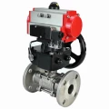Кран шаровой DN.ru BV3232P(3pc)-FP-F-ISO-H Ду65 Ру40 фланцевый с ISO-фланцем, корпус - нержавеющая сталь 316, полнопроходной, уплотнение - PTFE, с пневмоприводом PA-DA-083, пневмораспределителем 4М310-08 24В, ручным дублером MON2-450-T28-ISO