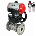 Кран шаровой DN.ru BV3232P(3pc)-FP-F-ISO-H Ду65 Ру40 фланцевый, корпус - нержавеющая сталь 316, полнопроходной, уплотнение - PTFE, с пневмоприводом PA-DA-083, пневмораспределителем 4М310-08 24В, ручным дублером MON2-450-T28-ISO, БПВ AFC2000