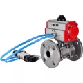 Кран шаровой DN.ru BV3232P(3pc)-FP-F-ISO-H Ду65 Ру40 фланцевый с ISO-фланцем, корпус - нержавеющая сталь 316, полнопроходной, уплотнение - PTFE, с пневмоприводом PA-SA-105, пневмораспределителем 4V320-10 220В