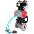Кран шаровой DN.ru BV3232P(3pc)-FP-F-ISO-H Ду65 Ру40 фланцевый, нержавеющая сталь 316, полнопроходной, уплотнение - PTFE, с пневмоприводом PA-DA-083, пневмораспределителем 4V320-08 220В, БКВ APL-510N Ex, ручным дублером MON2-450-T28-ISO, БПВ AFC2000