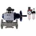 Кран шаровой DN.ru BV3232P(3pc)-FP-F-ISO-H Ду65 Ру40 фланцевый с ISO-фланцем, корпус - нержавеющая сталь 316, полнопроходной, уплотнение - PTFE, с пневмоприводом PA-DA-105-1, пневмораспределителем 4М310-08 220В, БКВ APL-410N Ex, БПВ AFC2000