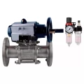 Кран шаровой DN.ru BV3232P(3pc)-FP-F-ISO-H Ду65 Ру40 фланцевый с ISO-фланцем, корпус - нержавеющая сталь 316, полнопроходной, уплотнение - PTFE, с пневмоприводом PA-DA-105-1, пневмораспределителем 4V320-10 220В, БПВ AFC2000