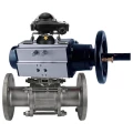 Кран шаровой DN.ru BV3232P(3pc)-FP-F-ISO-H Ду65 Ру40 фланцевый с ISO-фланцем, корпус - нержавеющая сталь 316, полнопроходной, уплотнение - PTFE, с пневмоприводом PA-DA-105-1, БКВ APL-410N Ex