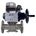 Кран шаровой DN.ru BV3232P(3pc)-FP-F-ISO-H Ду65 Ру40 фланцевый с ISO-фланцем, корпус - нержавеющая сталь 316, полнопроходной, уплотнение - PTFE, с пневмоприводом PA-DA-105-1, электропневматическим позиционером YT-1000RSN с обратной связью