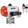 Кран шаровой DN.ru BV3232P(3pc)-FP-W-ISO-H WDVF Ду15 Ру63 полнопроходной, трехсоставной, корпус - нержавеющая сталь 316, уплотнение - PTFE, под приварку, с пневмоприводом PA-DA-052, пневмораспределителем 4М310-08 24В, БПВ AFC2000