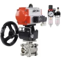 Кран шаровой DN.ru BV3232P(3pc)-FP-W-ISO-H WDVF Ду25 Ру63 полнопроходной, трехсоставной, нержавеющая сталь 316, уплотнение - PTFE, под приварку, с пневмоприводом PA-DA-052, пн.распределителем 4М310-08 24В, ручным дублером MON1-250-T26-ISO, БПВ AFC2000