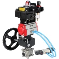 Кран шаровой DN.ru BV3232P(3pc)-FP-W-ISO-H WDVF Ду25 Ру63 полнопроходной, трехсоставной, нерж. сталь 316, PTFE, под приварку, с пн.приводом PA-DA-052, пн.распределителем 4V320-10 220В, БКВ APL-510N EX, руч. дублером MON1-250-T26-ISO, БПВ AFC2000