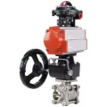 Кран шаровой DN.ru BV3232P(3pc)-FP-W-ISO-H WDVF Ду25 Ру63 полнопроходной, трехсоставной, корпус - нержавеющая сталь 316, уплотнение - PTFE, под приварку, с пневмоприводом PA-DA-052, БКВ APL-210N, ручным дублером MON1-250-T26-ISO