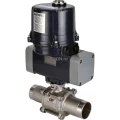 Кран шаровой DN.ru BV3232P(3pc)-FP-W-ISO-H WDVF Ду25 Ру63 полнопроходной, трехсоставной, корпус - нержавеющая сталь 316, уплотнение - PTFE, под приварку, с 1/4-оборотным электроприводом DN.ru QTSA-N-003EM-O0-220VAC с пружинным возвратом